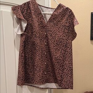 SHEIN Leopard Print V-Neck Blouse